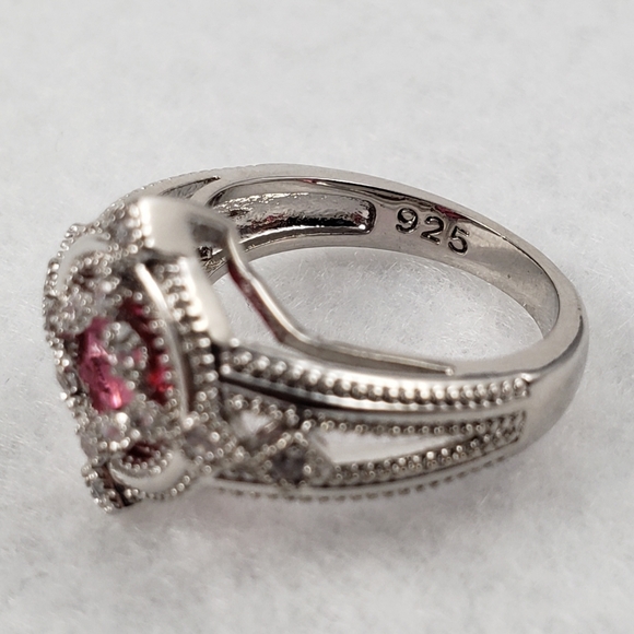 Sterling Silver Caged Red Ring - Picture 6 of 8